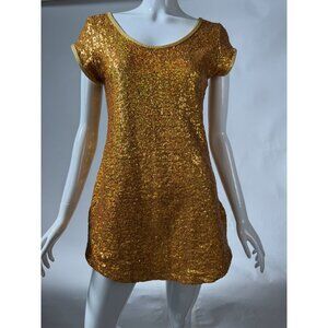 Gold Sequin Dance Dress M Double Platinum Performancewear